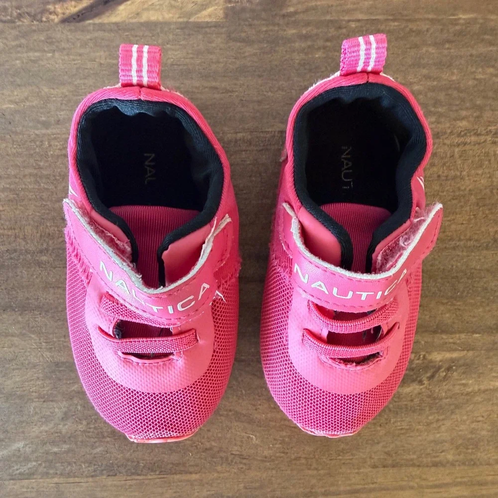 Nautica Toddler Sneakers Size 4 Pink Mesh Hook & Loop Casual Shoes